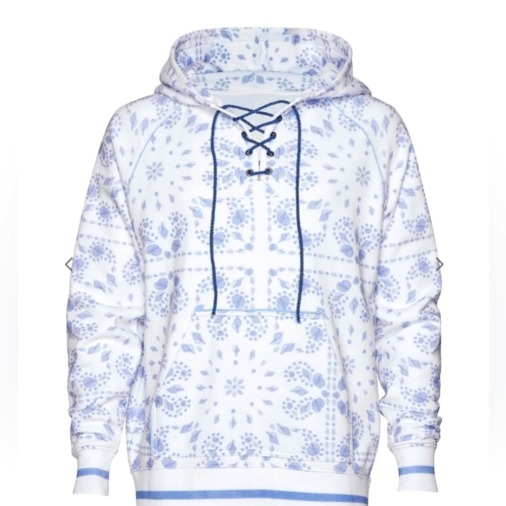 SER.O.YA White and Light Blue Lace-Up Hoodie